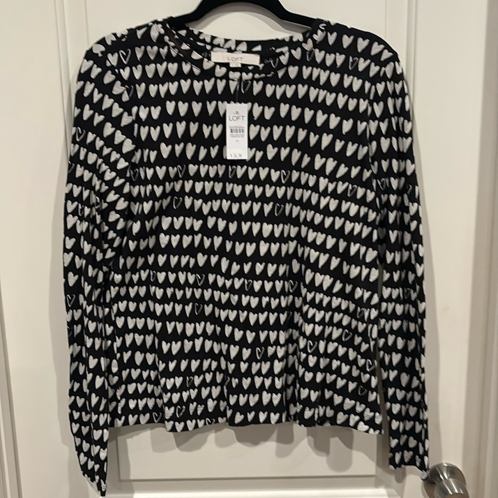 NWT | Loft | Long Sleeve Hearts Shirt
